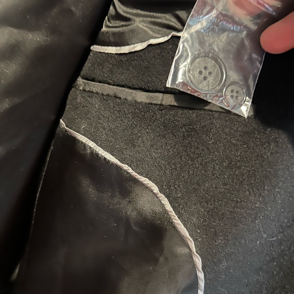 Vintage Ralph Lauren 40S Pea Coat Trench Black Fabric Acetate Blend - Picture 14 of 16